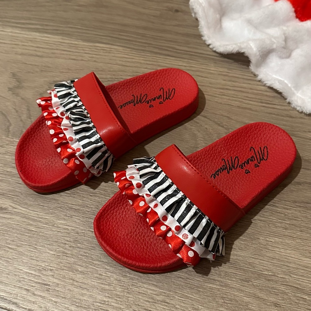Charming Red Kids Slide Sandals with Ruffles